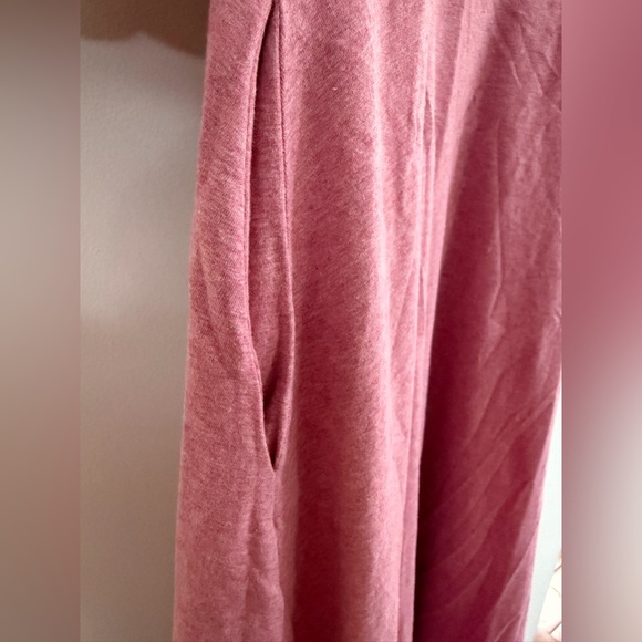 PACT Women’s Medium Fit & Flare Midi Dress Organic Cotton Pink Pockets Racerback - Picture 5 of 11